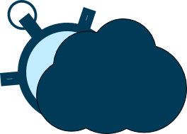 A cloud and a clock representing a cloud booking software